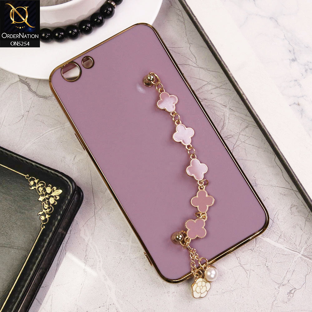 Oppo A59 Cover - Lilac - New Gloss Shiny Soft Protective Case With Chain Holder