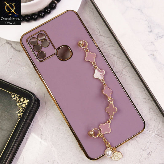 Infinix Hot 10 Cover - Lilac - New Gloss Shiny Soft Protective Case With Chain Holder