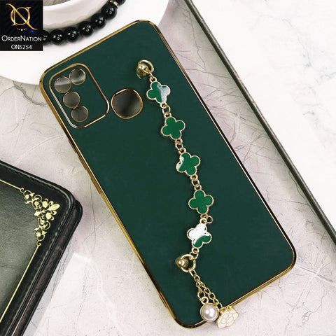 Infinix Hot 10 Play Cover - Dark Green - New Gloss Shiny Soft Protective Case With Chain Holder