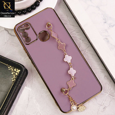 Infinix Hot 11 Play Cover - Lilac - New Gloss Shiny Soft Protective Case With Chain Holder