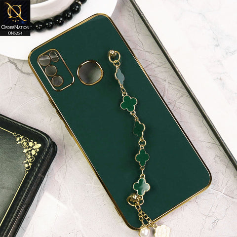 Infinix Hot 9 Play Cover - Dark Green - New Gloss Shiny Soft Protective Case With Chain Holder