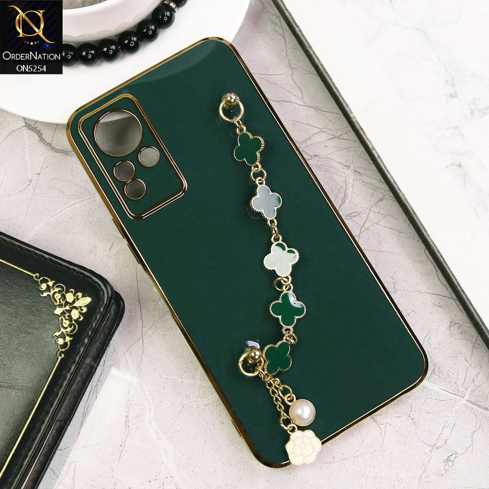 Infinix Note 12 G88 Cover - Dark Green - New Gloss Shiny Soft Protective Case With Chain Holder