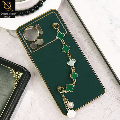 Infinix Note 12 VIP Cover - Dark Green - New Gloss Shiny Soft Protective Case With Chain Holder