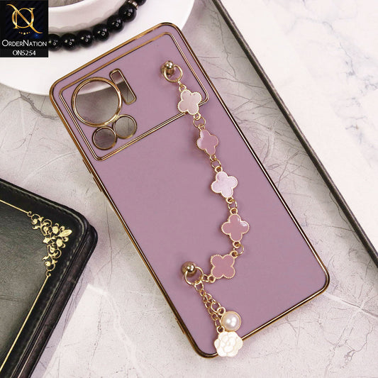 Infinix Note 12 VIP Cover - Lilac - New Gloss Shiny Soft Protective Case With Chain Holder