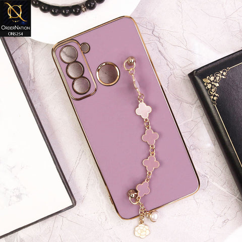 Tecno Pop 5 LTE Cover - Lilac - New Gloss Shiny Soft Protective Case With Chain Holder