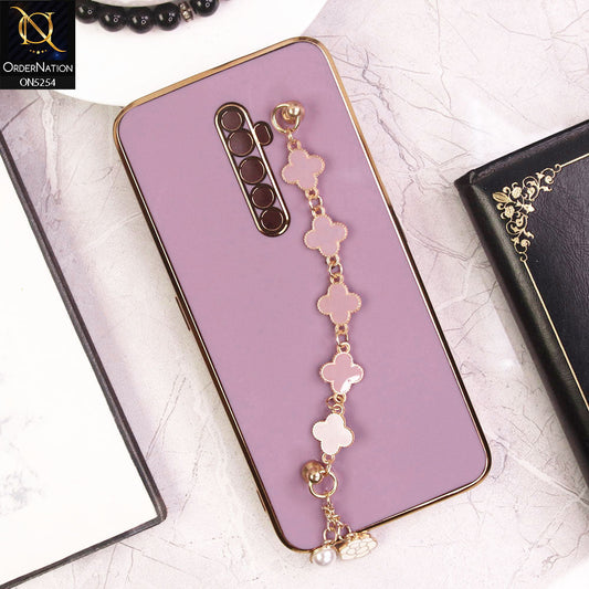 Oppo Reno 2F Cover - Lilac - New Gloss Shiny Soft Protective Case With Chain Holder