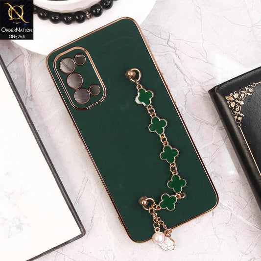 Oppo Find X3 Lite Cover - Dark Green - New Gloss Shiny Soft Protective Case With Chain Holder