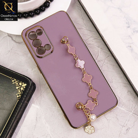 Oppo Reno 5 5G Cover - Lilac - New Gloss Shiny Soft Protective Case With Chain Holder