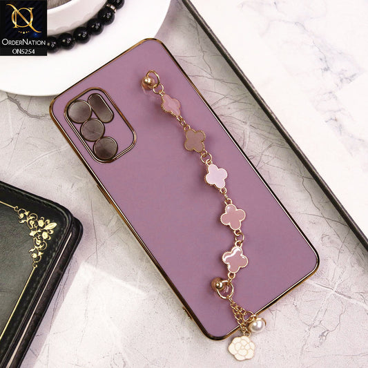 Oppo Reno 6 Cover - Lilac - New Gloss Shiny Soft Protective Case With Chain Holder