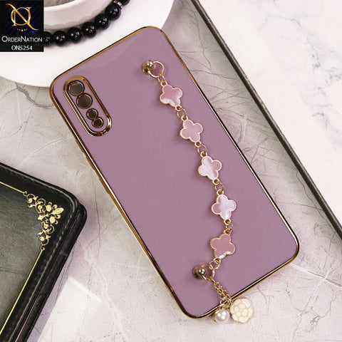 Vivo S1 Cover - Lilac - New Gloss Shiny Soft Protective Case With Chain Holder