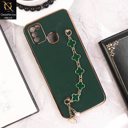 Infinix Smart 5 Cover - Dark Green - New Gloss Shiny Soft Protective Case With Chain Holder