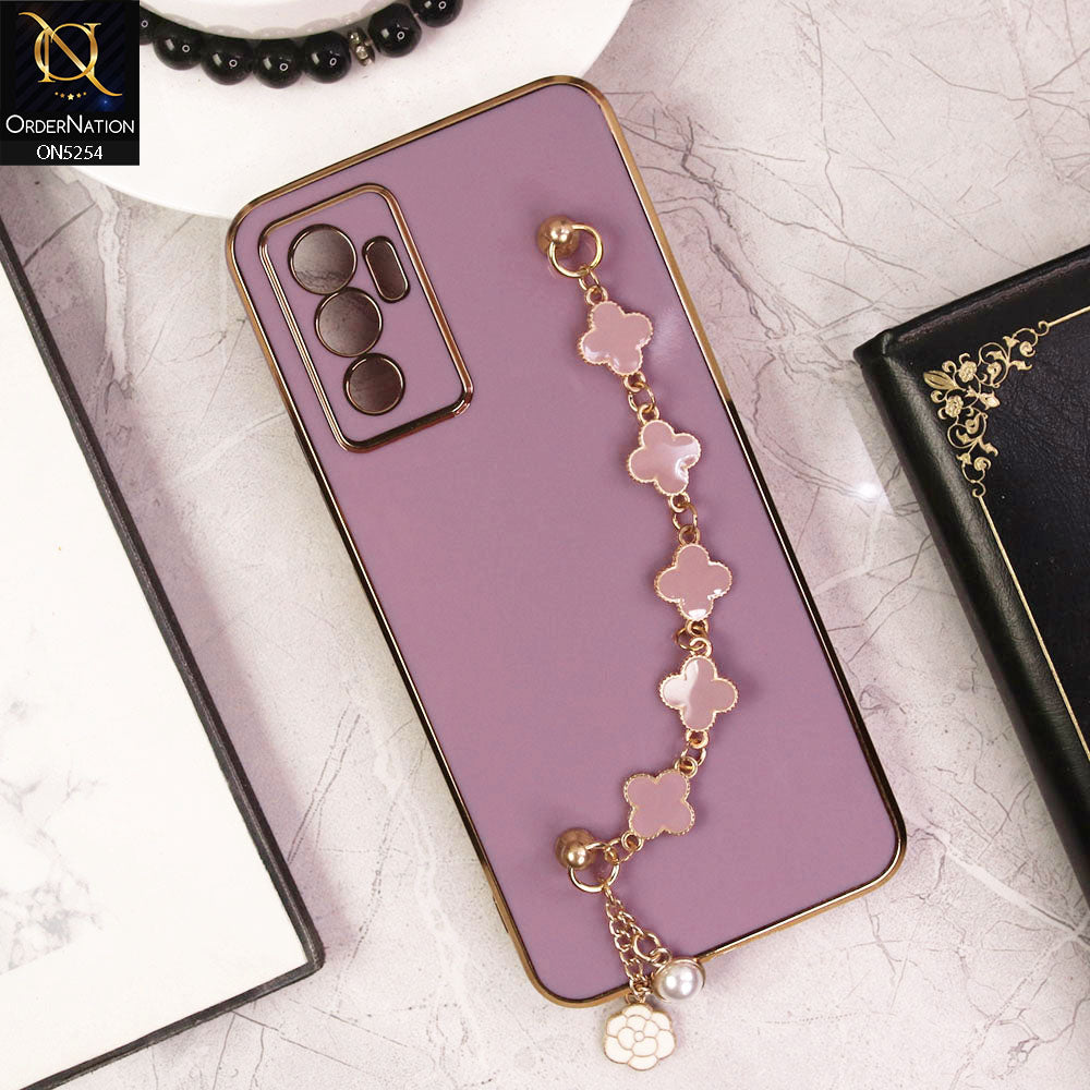 Vivo V23e 5G Cover - Lilac - New Gloss Shiny Soft Protective Case With Chain Holder