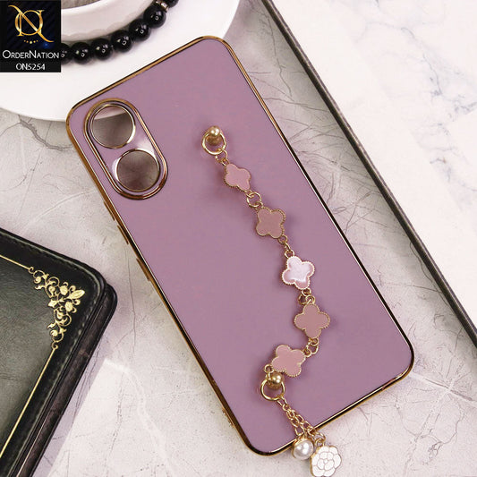 Vivo Y02s Cover - Lilac - New Gloss Shiny Soft Protective Case With Chain Holder