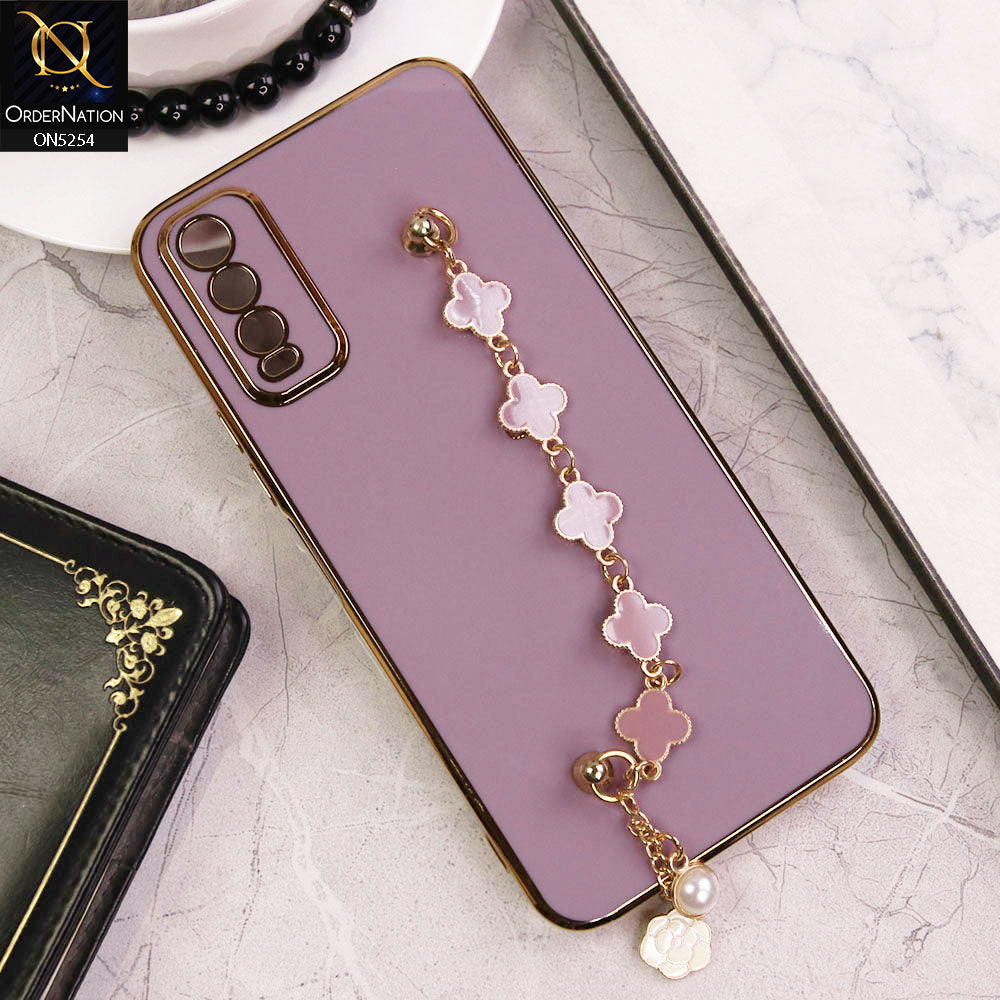 Vivo Y20 Cover - Lilac - New Gloss Shiny Soft Protective Case With Chain Holder