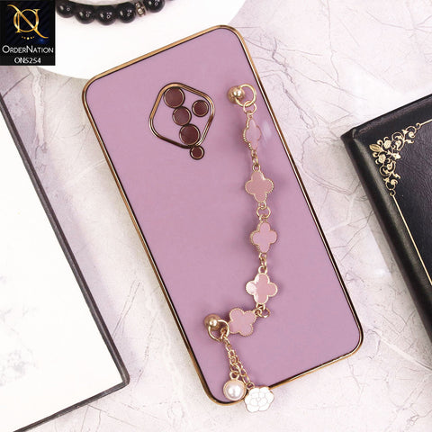 Vivo Y51 (2020 September) Cover - Lilac - New Gloss Shiny Soft Protective Case With Chain Holder