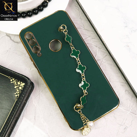 Huawei Y9 Prime 2019 Cover - Dark Green - New Gloss Shiny Soft Protective Case With Chain Holder