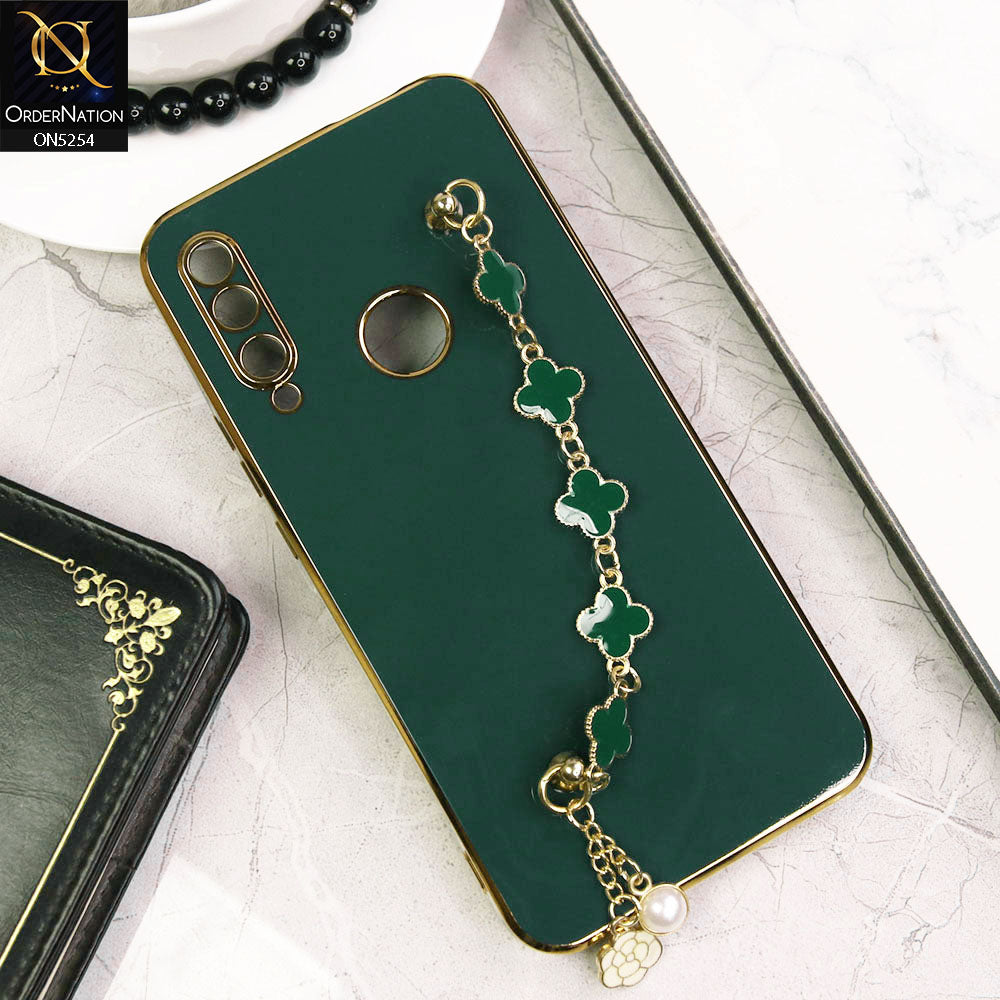 Honor 9X Cover - Dark Green - New Gloss Shiny Soft Protective Case With Chain Holder