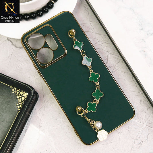 Infinix Zero 20 Cover - Dark Green - New Gloss Shiny Soft Protective Case With Chain Holder