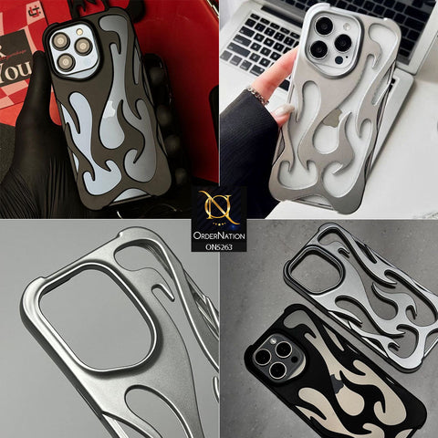 iPhone 16 Pro Cover - Silver - Matte Color 3D Flame Series Flexible Soft Case