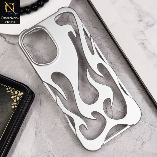 iPhone 16 Cover - Silver - Matte Color 3D Flame Series Flexible Soft Case