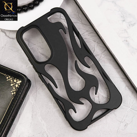 Samsung Galaxy A14 Cover - Black - Matte Color 3D Flame Series Flexible Soft Case