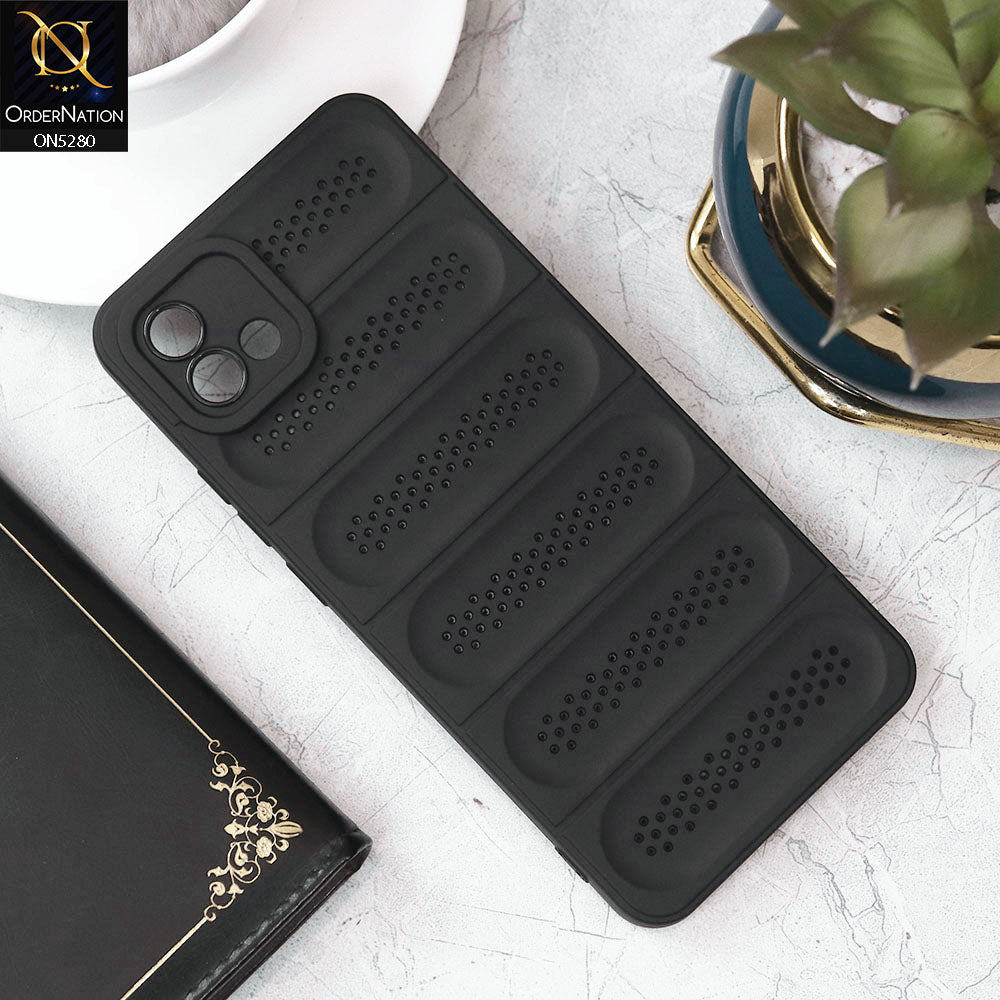 Oppo A16e Cover - Black - Trendy Breathable Mesh Grid Net Soft Case With Camera Protection