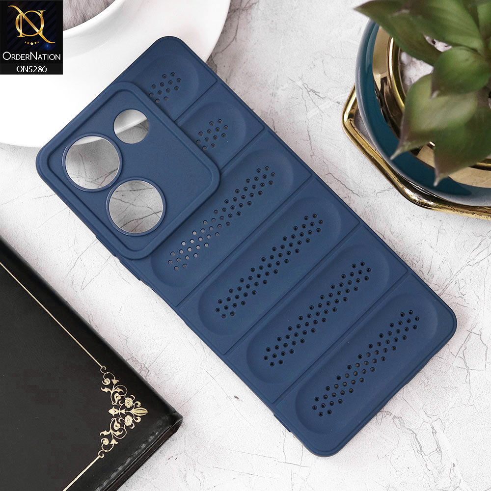 Tecno Camon 20 Cover - Blue - Trendy Breathable Mesh Grid Net Soft Case With Camera Protection