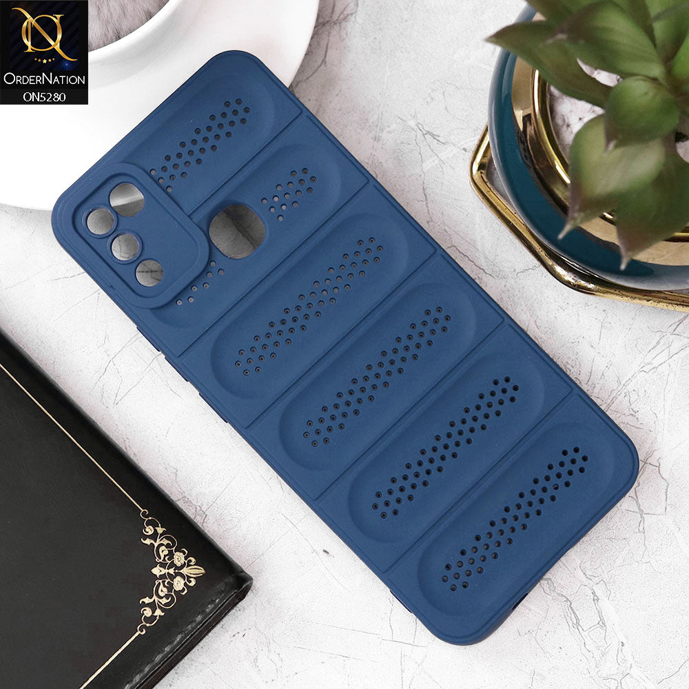 Infinix Hot 11 Play Cover - Blue - Trendy Breathable Mesh Grid Net Soft Case With Camera Protection