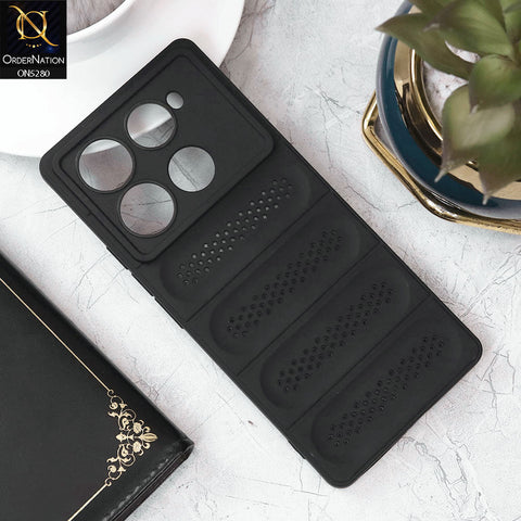 Infinix Note 40 Pro Cover - Black - Trendy Breathable Mesh Grid Net Soft Case With Camera Protection