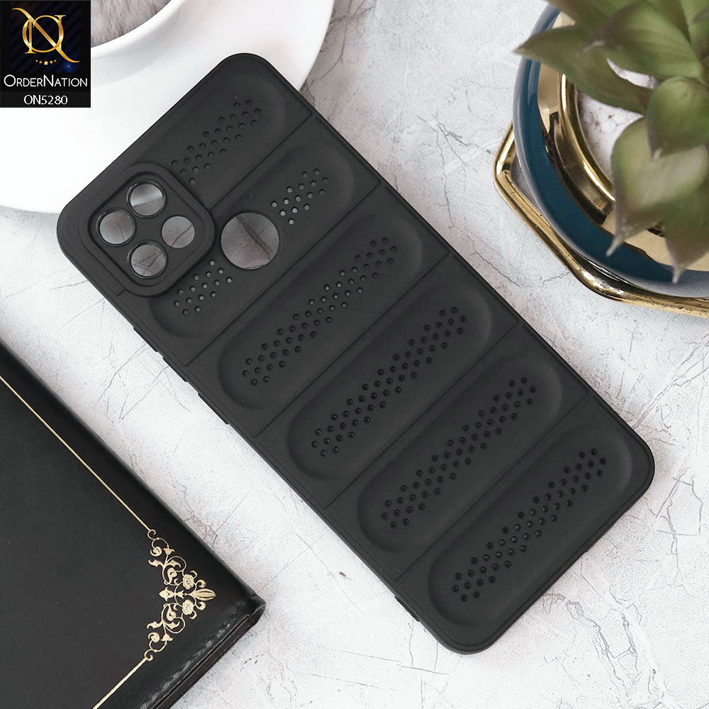 Oppo A15s Cover - Black - Trendy Breathable Mesh Grid Net Soft Case With Camera Protection