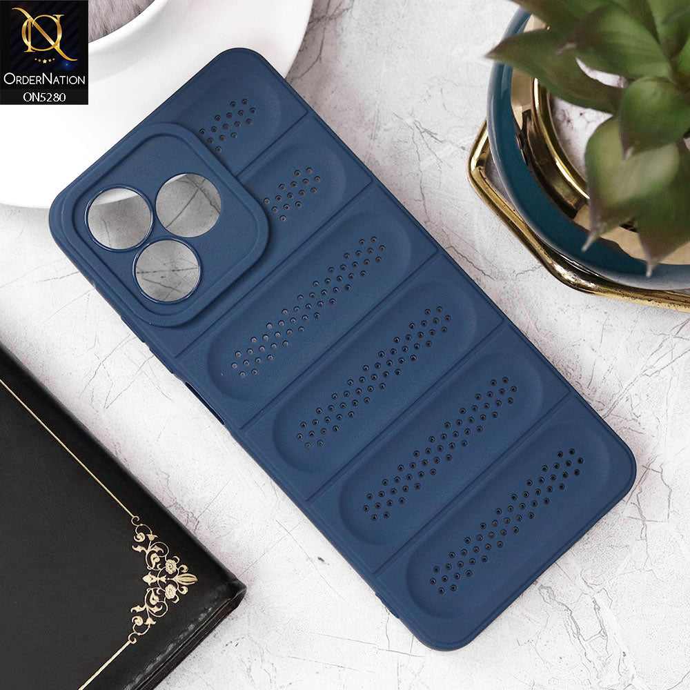 Realme C51 Cover - Blue - Trendy Breathable Mesh Grid Net Soft Case With Camera Protection