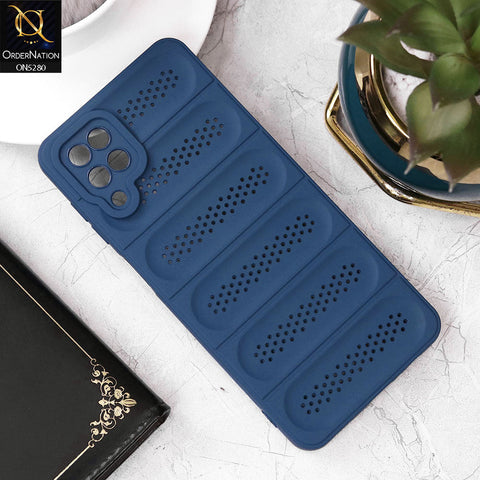 Samsung Galaxy A12 Cover - Blue - Trendy Breathable Mesh Grid Net Soft Case With Camera Protection