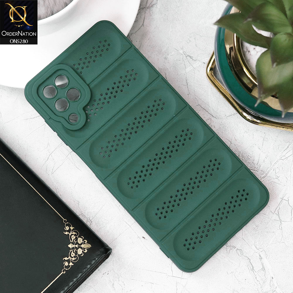 Samsung Galaxy A12 Cover - Green - Trendy Breathable Mesh Grid Net Soft Case With Camera Protection