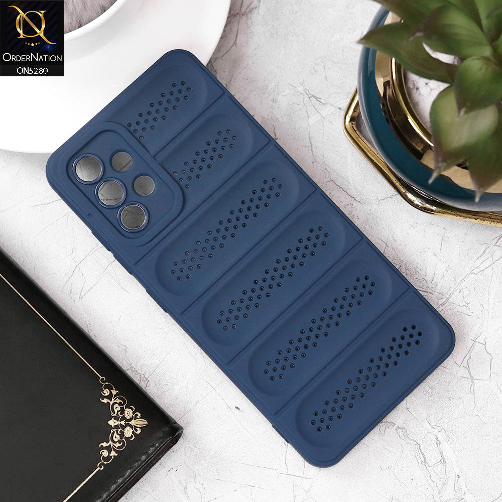 Samsung Galaxy A32 Cover - Blue - Trendy Breathable Mesh Grid Net Soft Case With Camera Protection