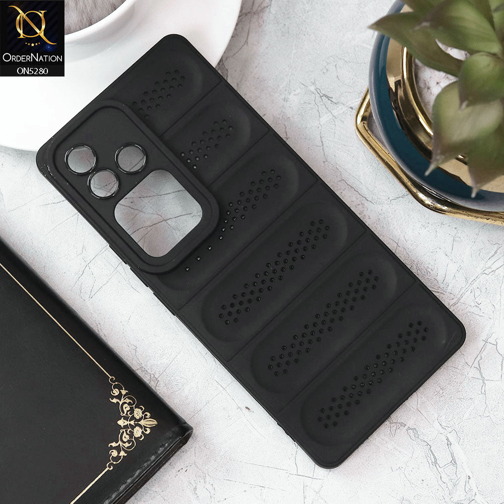 Vivo V30 Cover - Black - Trendy Breathable Mesh Grid Net Soft Case With Camera Protection