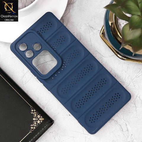 Vivo V30 Cover - Blue - Trendy Breathable Mesh Grid Net Soft Case With Camera Protection