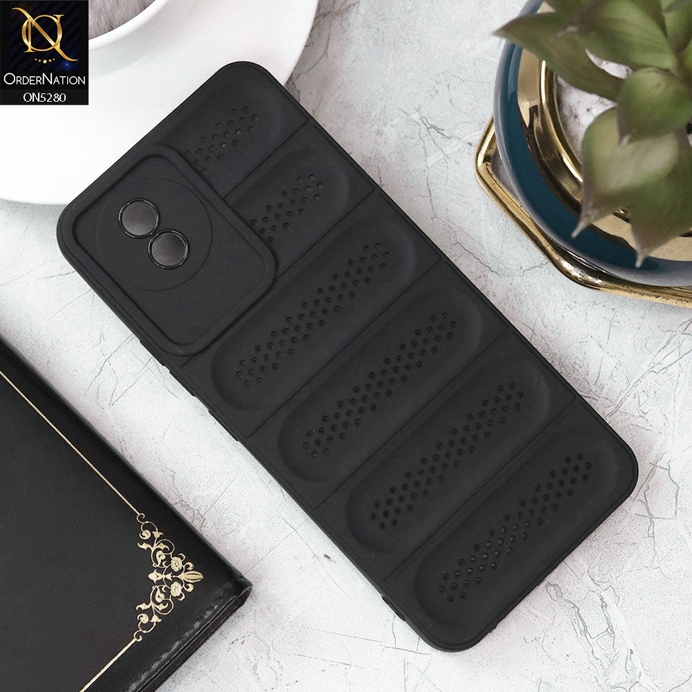 Vivo Y02A Cover - Black - Trendy Breathable Mesh Grid Net Soft Case With Camera Protection