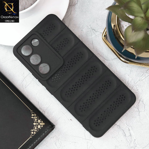 Vivo Y100 4G Cover - Black - Trendy Breathable Mesh Grid Net Soft Case With Camera Protection