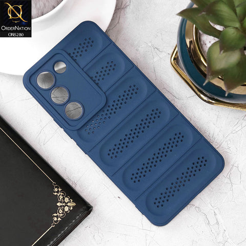 Vivo Y100 4G Cover - Blue - Trendy Breathable Mesh Grid Net Soft Case With Camera Protection