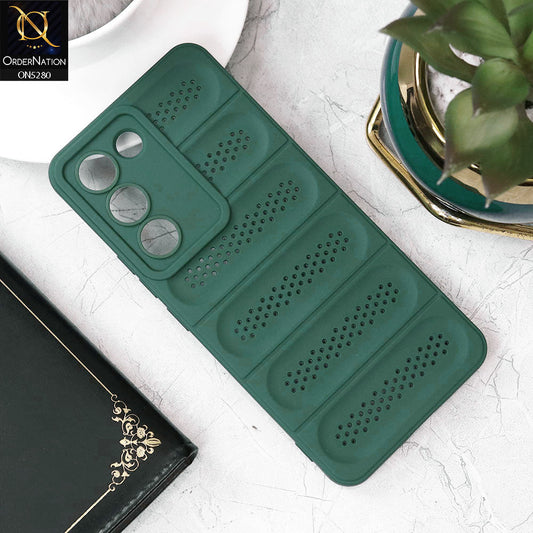 Vivo V30 Lite 4G Cover - Green - Trendy Breathable Mesh Grid Net Soft Case With Camera Protection