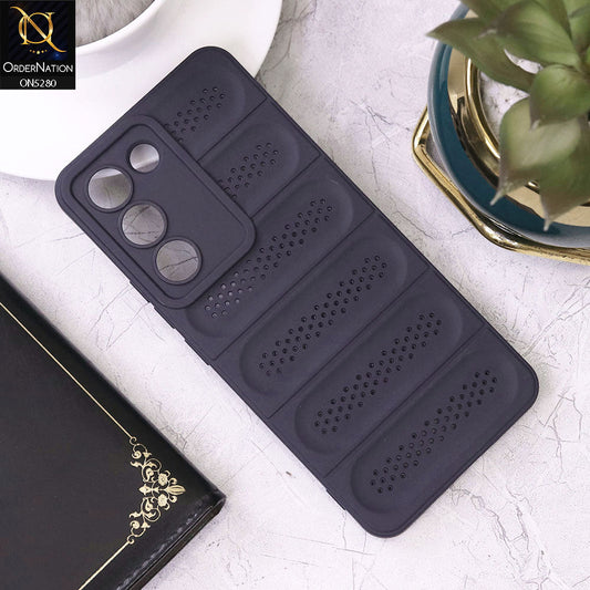 Vivo Y100 4G Cover - Purple - Trendy Breathable Mesh Grid Net Soft Case With Camera Protection