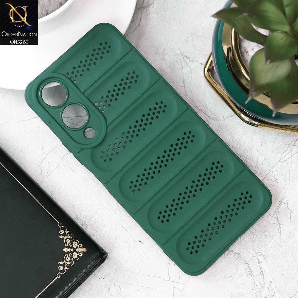 Vivo Y28 5G Cover - Green - Trendy Breathable Mesh Grid Net Soft Case With Camera Protection