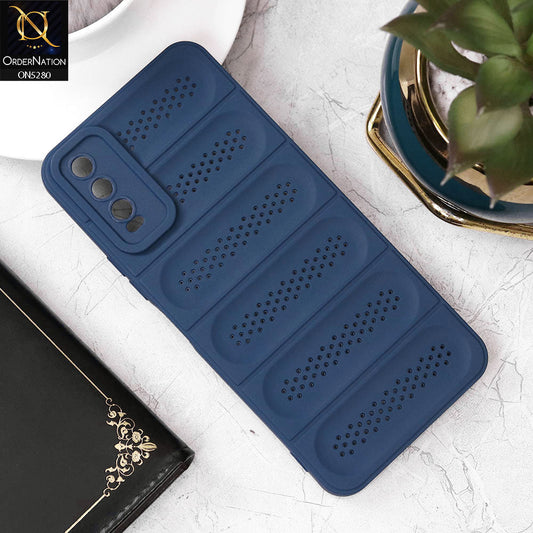 Vivo Y20s Cover - Blue - Trendy Breathable Mesh Grid Net Soft Case With Camera Protection