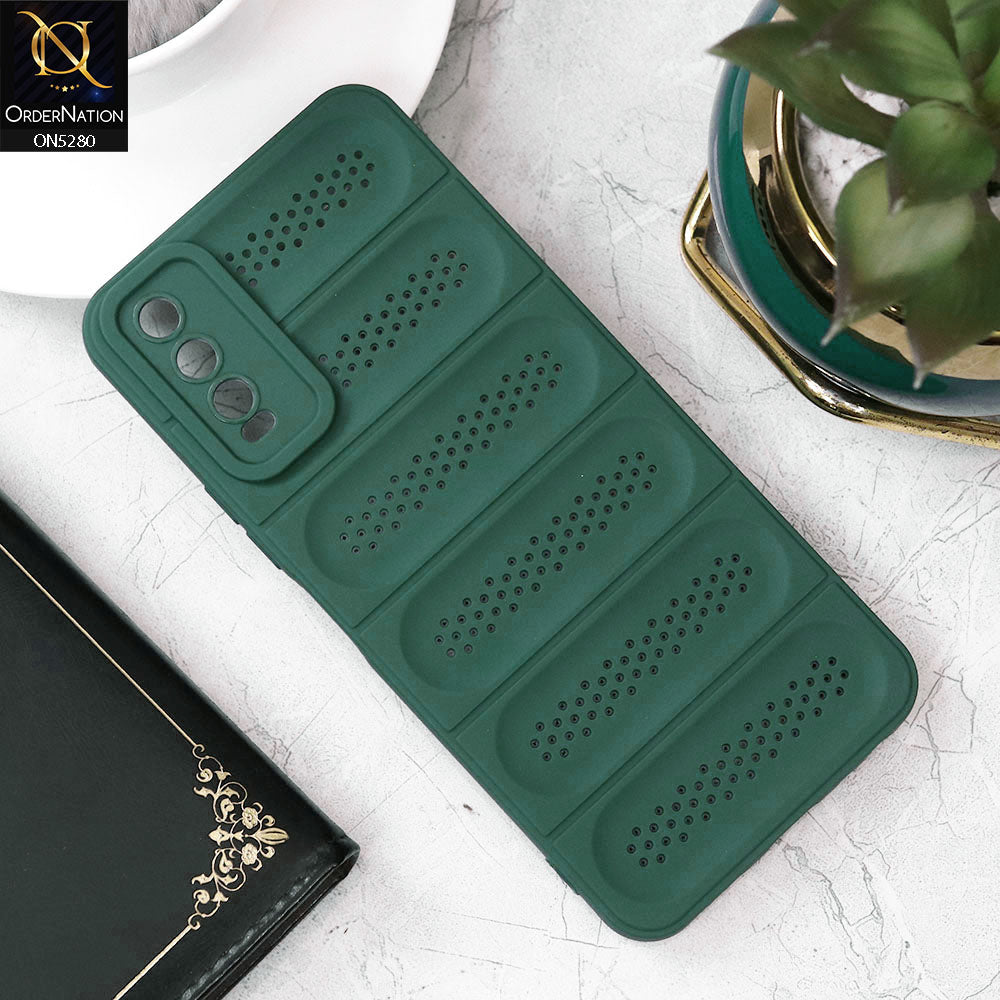 Vivo Y20s Cover - Green - Trendy Breathable Mesh Grid Net Soft Case With Camera Protection