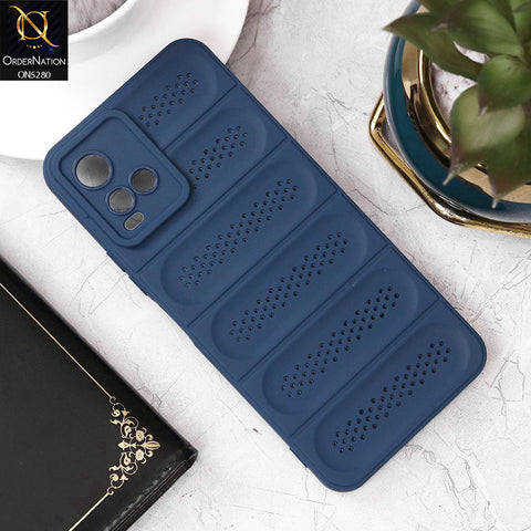 Vivo Y21e Cover - Blue - Trendy Breathable Mesh Grid Net Soft Case With Camera Protection