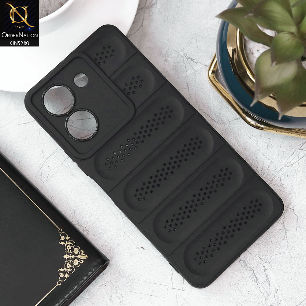 Vivo Y27s Cover - Black - Trendy Breathable Mesh Grid Net Soft Case With Camera Protection