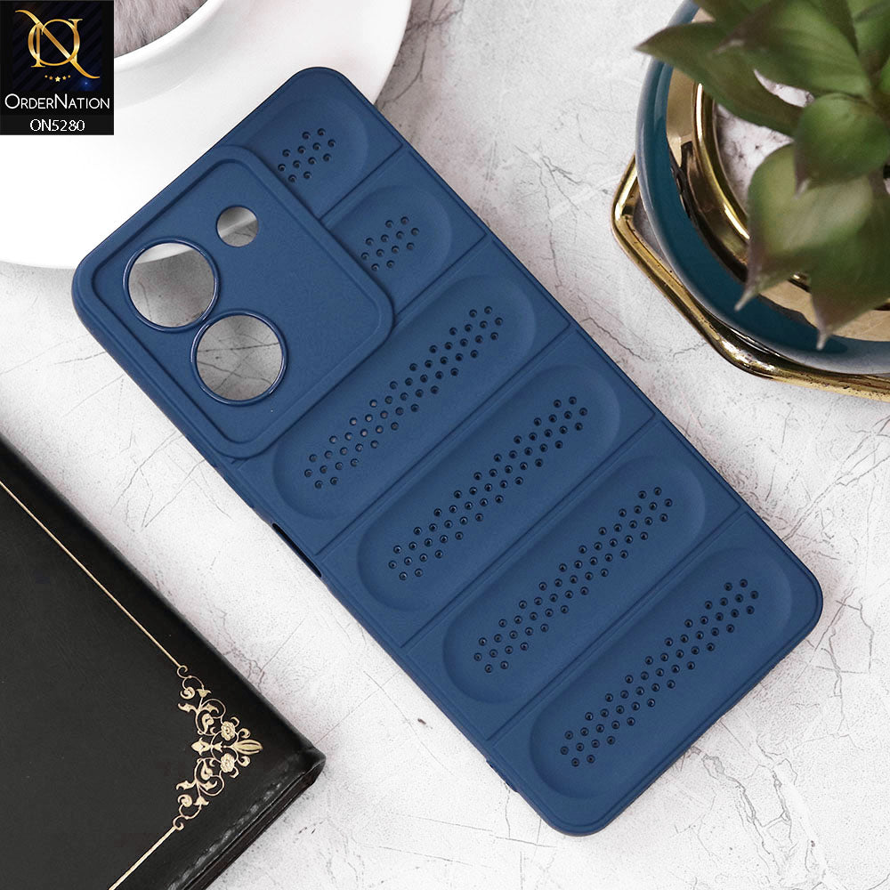 Vivo Y36 5G Cover - Blue - Trendy Breathable Mesh Grid Net Soft Case With Camera Protection