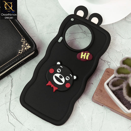 Tecno Camon 30 Cover - Black - 3D Cute Cartoon With Ear Soft Silicon Protective Case