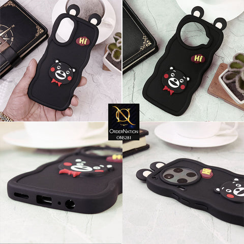 Xiaomi Redmi 12 Cover - Black -  3D Cute Cartoon With Ear Soft Silicon Protective Case