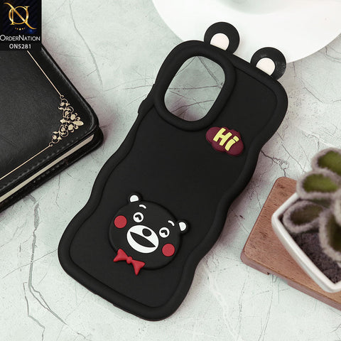 Realme C33 Cover - Black -  3D Cute Cartoon With Ear Soft Silicon Protective Case